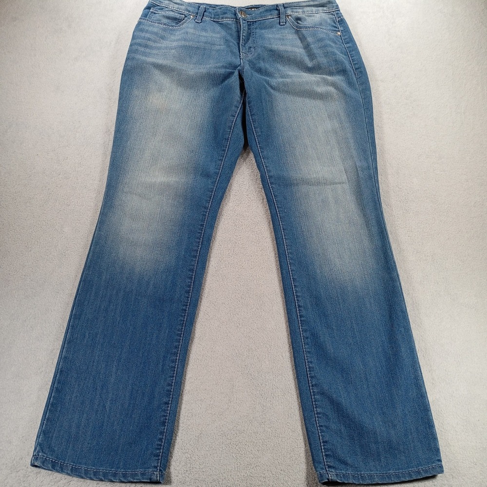 Nine West Womens Straight Leg Jeans Blue 10/30 Medium Wash Contrast Stitch